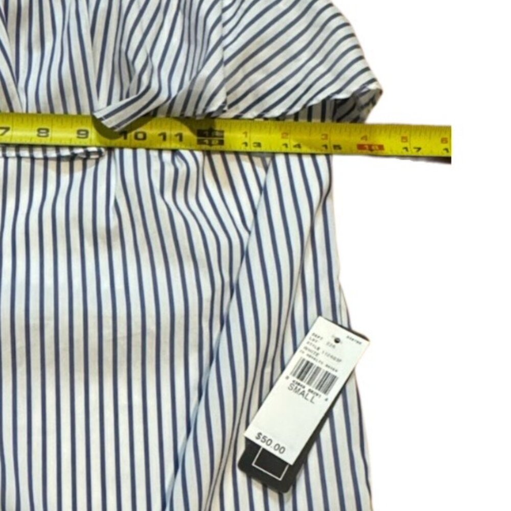 A. Byer NEW Small Striped One Shoulder Ruffle Blue Summer Dress with Pockets - Picture 11 of 11